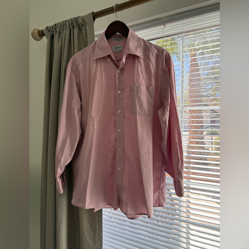 L.L. Bean Men's Casual Pink Button Down Shirt